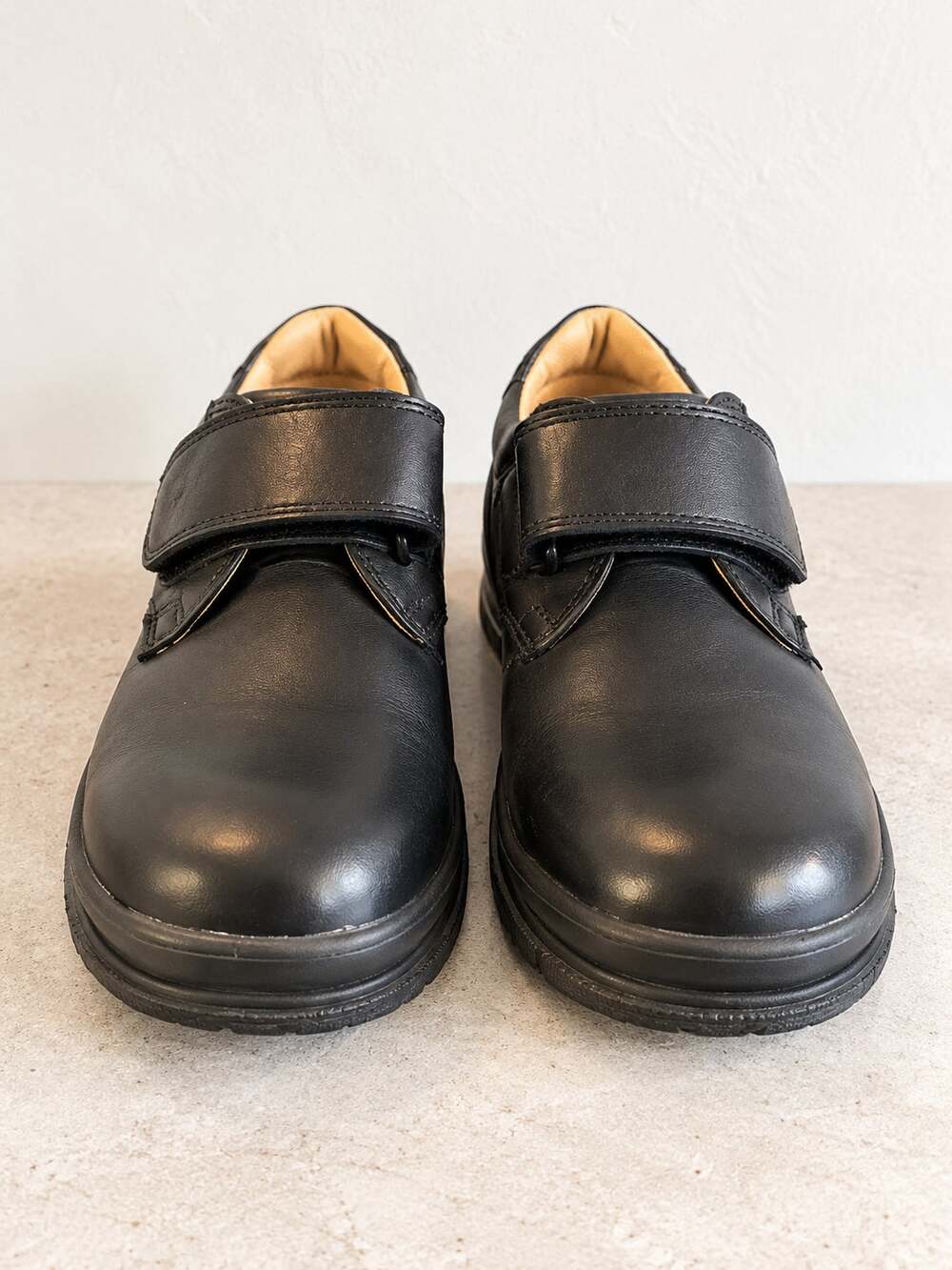 Geox Respira Boys Black Leather School Shoes Hook Loop Strap EU 31 US 13 Uniform